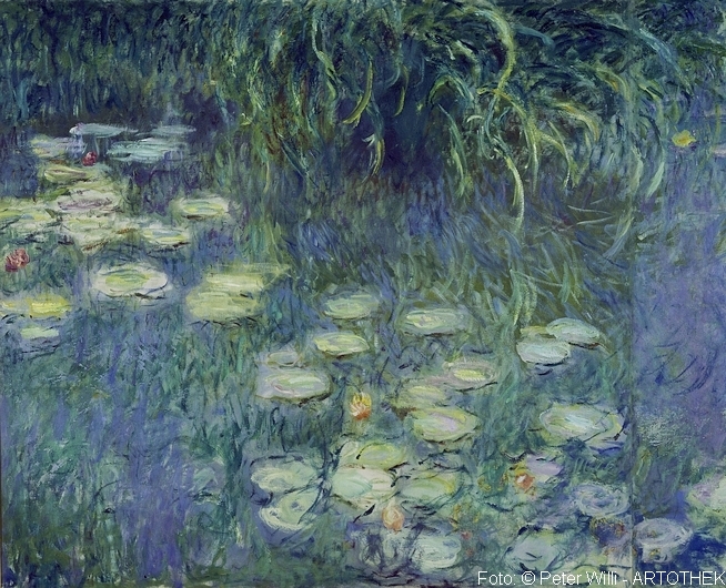 Linker Teil des großen Seerosenbildes im Musée de l'Orangerie.