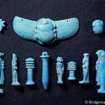 Egyptian amulets, from Abydos, probably 18th Dynasty, New Kingdom, c.1555-1337 BC (faience blue glazed pottery)