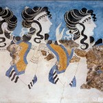 Ladies of the Minoan Court, from the Palace of Knossos, Minoan, c.1500 BC (fresco painting)